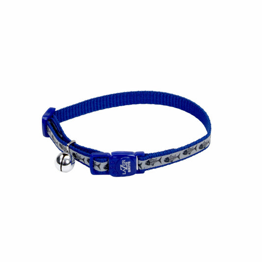 Lazer Brite Cat Collar - Blue Fish Bones