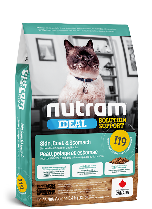 NUTRAM CAT I19 SENSITIVE SKIN, COAT & STOMACH 1.8KG