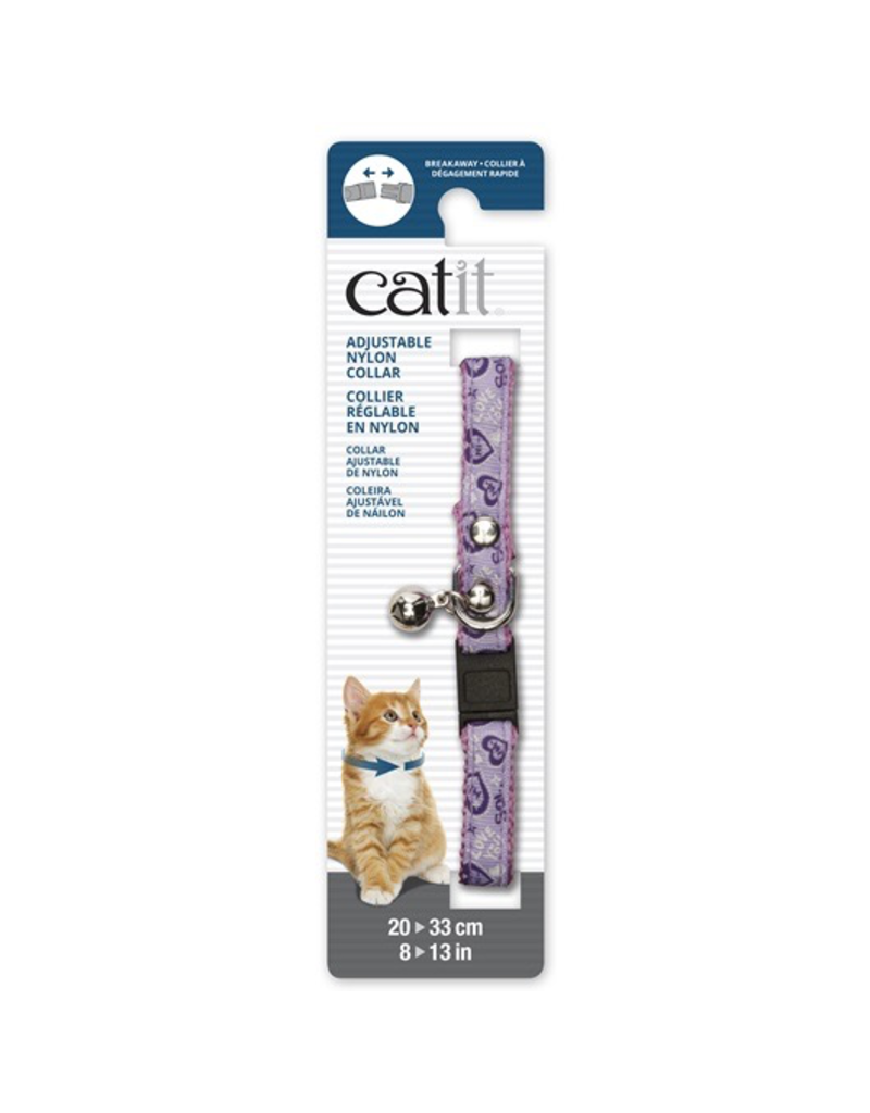 Catit Nylon Collar - Pink with Purple Hearts