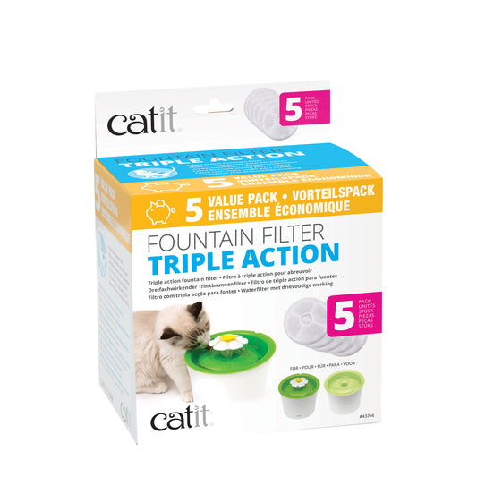 Catit Triple Action Fountain Filter 5pk