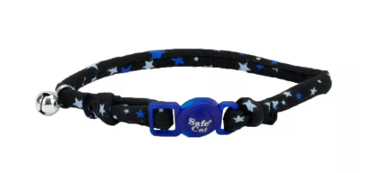 Coastal Comfort Round Fashion Cat Collar - Black Stars