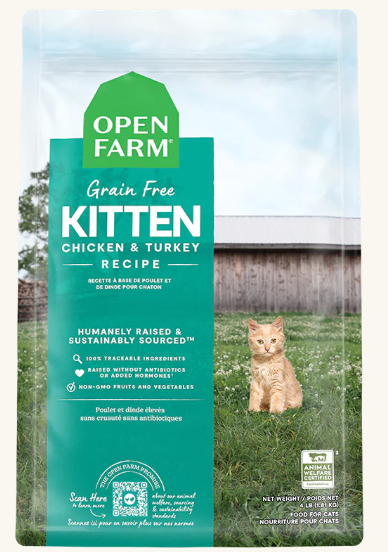 Open Farm Grain-Free Cat Food - Kitten Chicken & Turkey 4lb