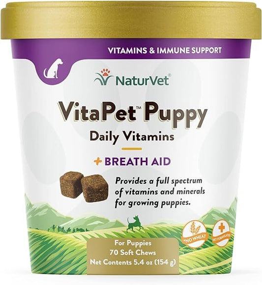 Naturvet Puppy Breath Aid & Vitamin Chews - 70 count