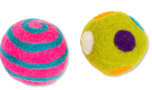 Karma Cat Wool Felt Toys - Balls 2pk