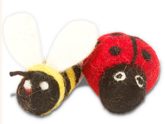 Karma Cat Wool Felt Toys - Bee & Ladybug