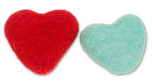 Karma Cat Wool Felt Toys - Hearts 2pk