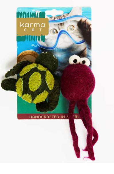 Karma Cat Wool Felt Toys - Turtle & Jellyfish